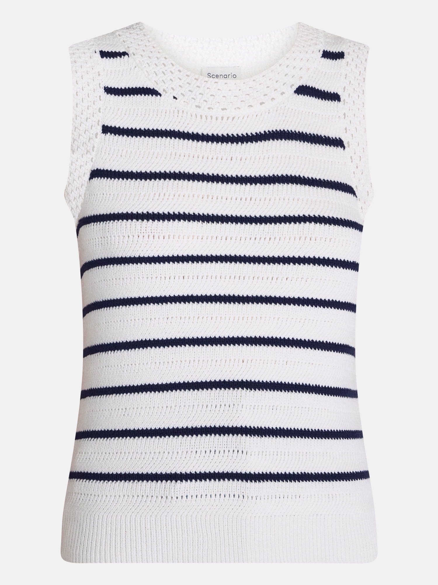 Scenario Women's Sweater Vest with Crochet Trim, Lightweight, Sizes XS-XXXL