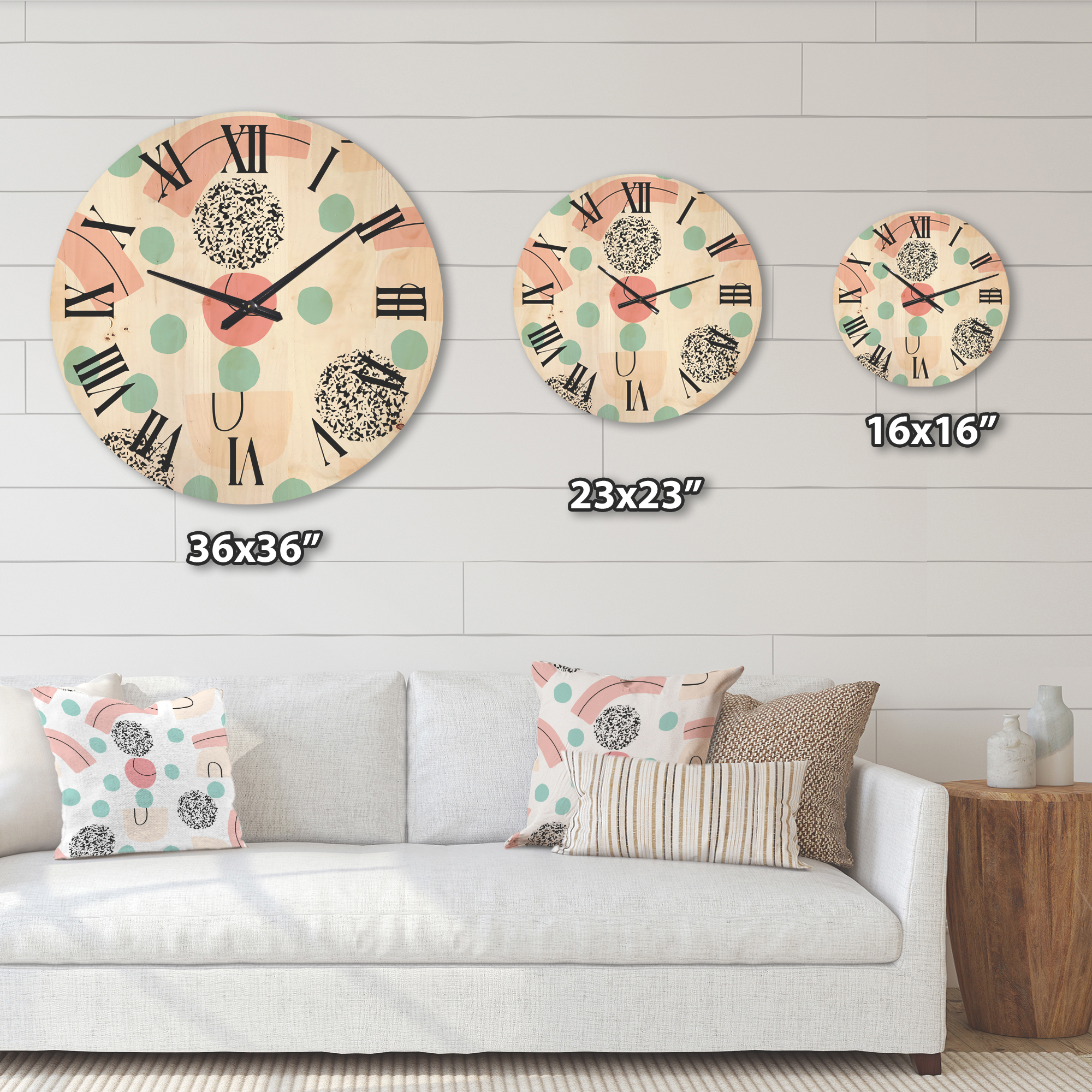 Designart 'Elements and Organic In Pastel Tones' Modern Wood Wall Clock