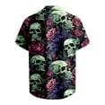 thumbnail image 2 of Button Up Shirt Men Halloween Theme Skull Print Casual Turndown Collar Short Sleeve Shirt Shirt for Men Graphic, 2 of 5