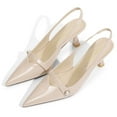 thumbnail image 4 of Women Kitten Heels Slingback Low Heel Pumps Dress Shoes for Women Closed Pointed Toe Pearl Heels for Work Wedding Bridal, 4 of 8