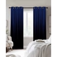 thumbnail image 2 of Navy Blue Black Ombre Blackout Curtains 54 Inch Length 2 Panels Set for Living Room Bedroom, Modern Abstract Striped Gradient Room Darkening Window Curtains Thermal Black Out Curtain 52"x54", 2 of 8