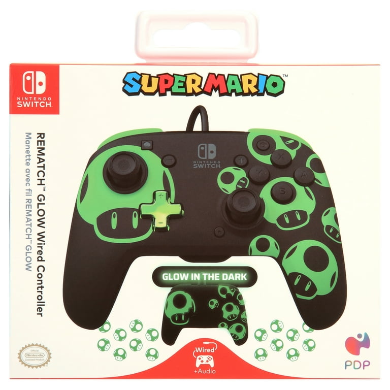 PDP REMATCH Wired Controller: 1-Up Glow in the Dark For