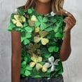 thumbnail image 7 of Ounisa St Patricks Day Crewneck Shirts for Women Lucky Irish Shamrock Clover Graphic Shirt Casual Short Sleeve T Shirt Tops, 7 of 7