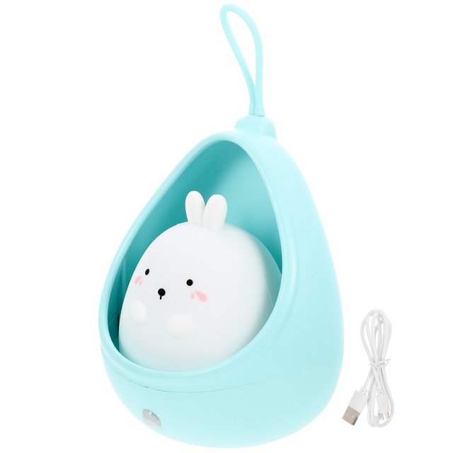 Miangastore Rabbit Night Light Touch Sensor Silicone Sky-Blue Bedroom 1Pcs