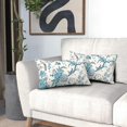 thumbnail image 6 of Chinoiserie Pillow Covers 12x20 Inch Set of 2 Teal Aqua Blue Floral Birds Decorative Throw Pillows Rustic Vintage Flowers Pillow Cases Cotton Rectangle Cushion Cover Decor for Couch Bed Sofa, 6 of 6