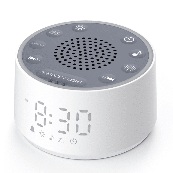 Dreamegg Digital Alarm Clock, Sound Machine Alarm Clock for Bedroom, 25 Sounds, 7 Gentle Alarms, Dimmable Clock, 10-480 Min Timer, White Noise Machine Alarm Clock for Adult