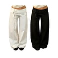 thumbnail image 3 of LMLYSoH Women's Plus Size Casual Pants Fashionable Solid Color Waist Tie Loose Fit Wide Leg Pants, 3 of 9