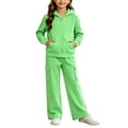 thumbnail image 6 of Vmberlty Kids 2 Piece Tracksuits Girl's Solid Color Fall Winter Outfits Zip Up Hooded Sweatshirts and Cargo Pants Casual Active Sets for 1‑13 Years, 6 of 6