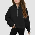 thumbnail image 3 of Ruyang Half Zip Sweatshirts for Girls Cute Cropped Pullover Sweatshirt Thumbhole Pockets Kids Plain Quarter Zip Hoodies, 3 of 3
