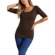 thumbnail image 1 of INSPIRE CHIC Camisetas de Cuello Barco para Mujeres de Manga Corta Ajustadas de Capa T-Shirt Suave S Marrón Café, 1 of 6