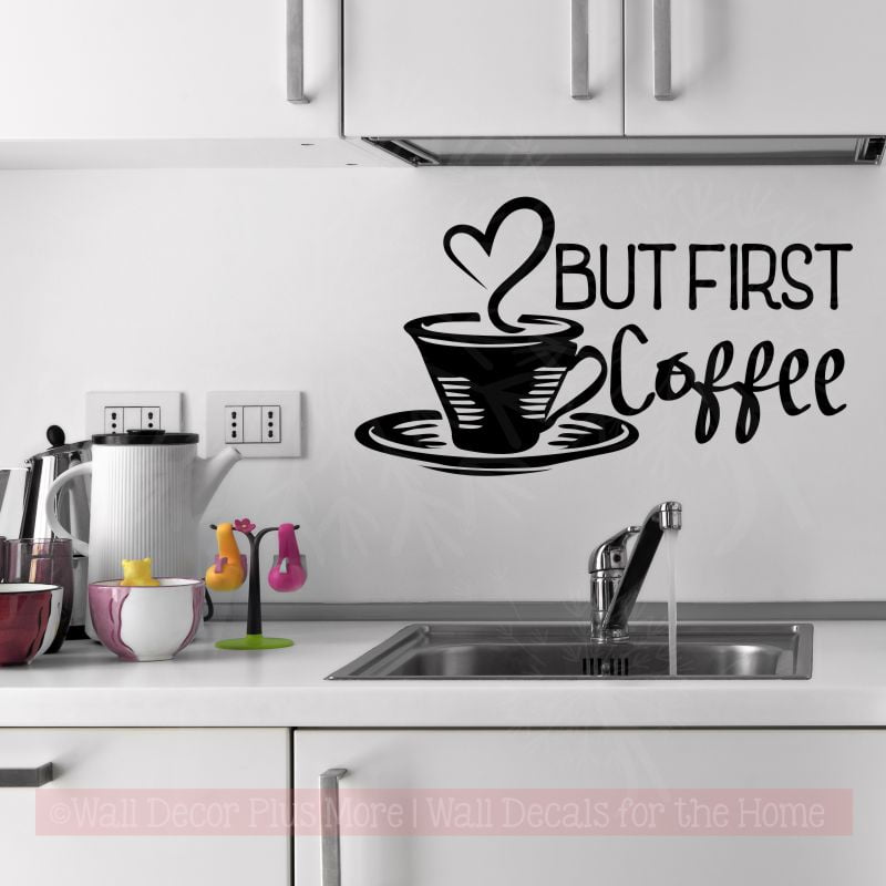 But First Coffee Wall Quote Kitchen Decor Vinyl Art Decal Stickers