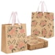 thumbnail image 1 of Bolsas de regalo Juvale Kraft de papel floral con cinta rosa, paquete de 24, 1 of 9