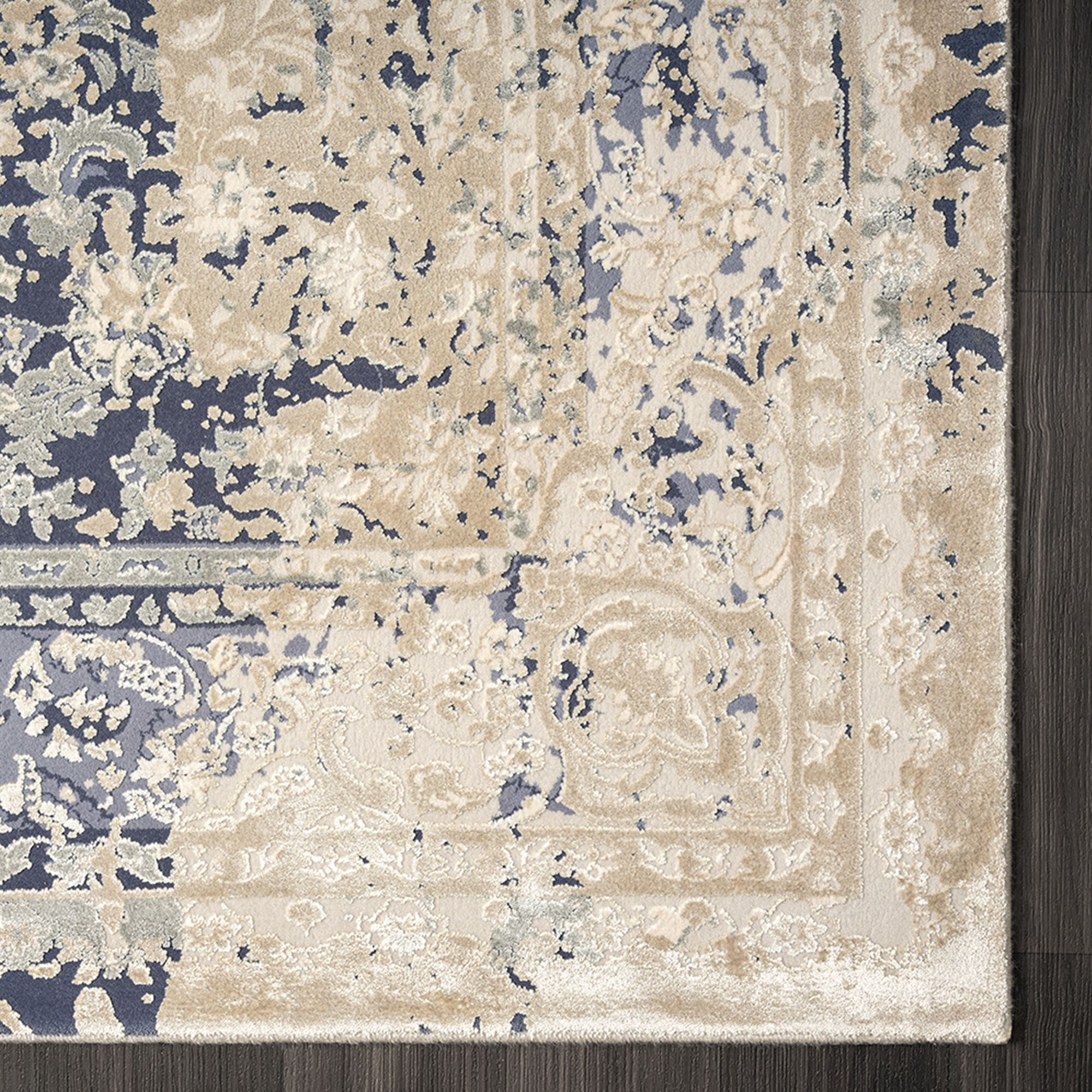 Ox Bay Dallas 2' x 7' Blue Floral Premium Ultra-Soft Indoor Area Rug