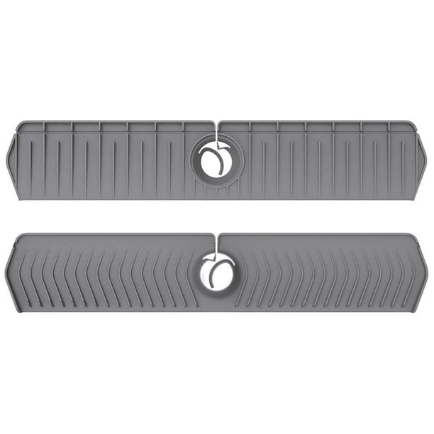 Alfombrilla De Fregadero Protector de fregadero con escurridor de agua, 76 x 16,5 cm, para cocina y baño, color gris, 1 unidad Rkxzt