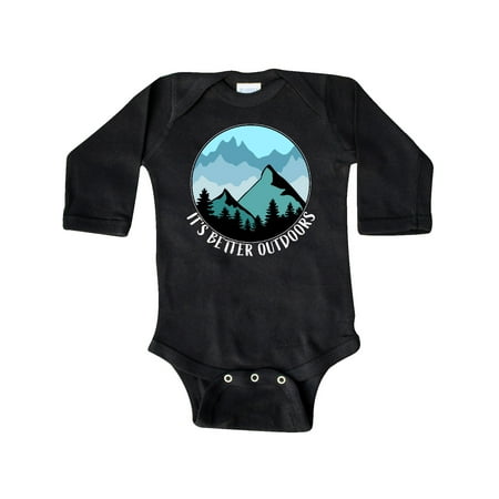 

Inktastic It s Better Outdoors Mountains in Blue Gift Baby Boy or Baby Girl Long Sleeve Bodysuit