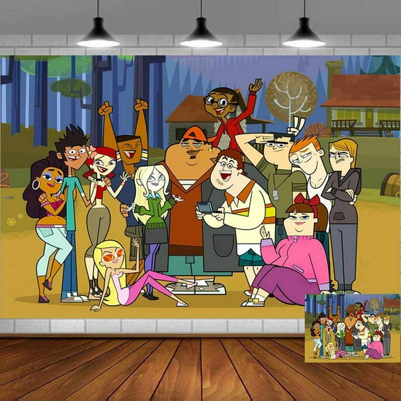 Total Drama Backdrop Banner Party Supplies Poster Movie Theme Background for Photography Kids Birthday Decorations