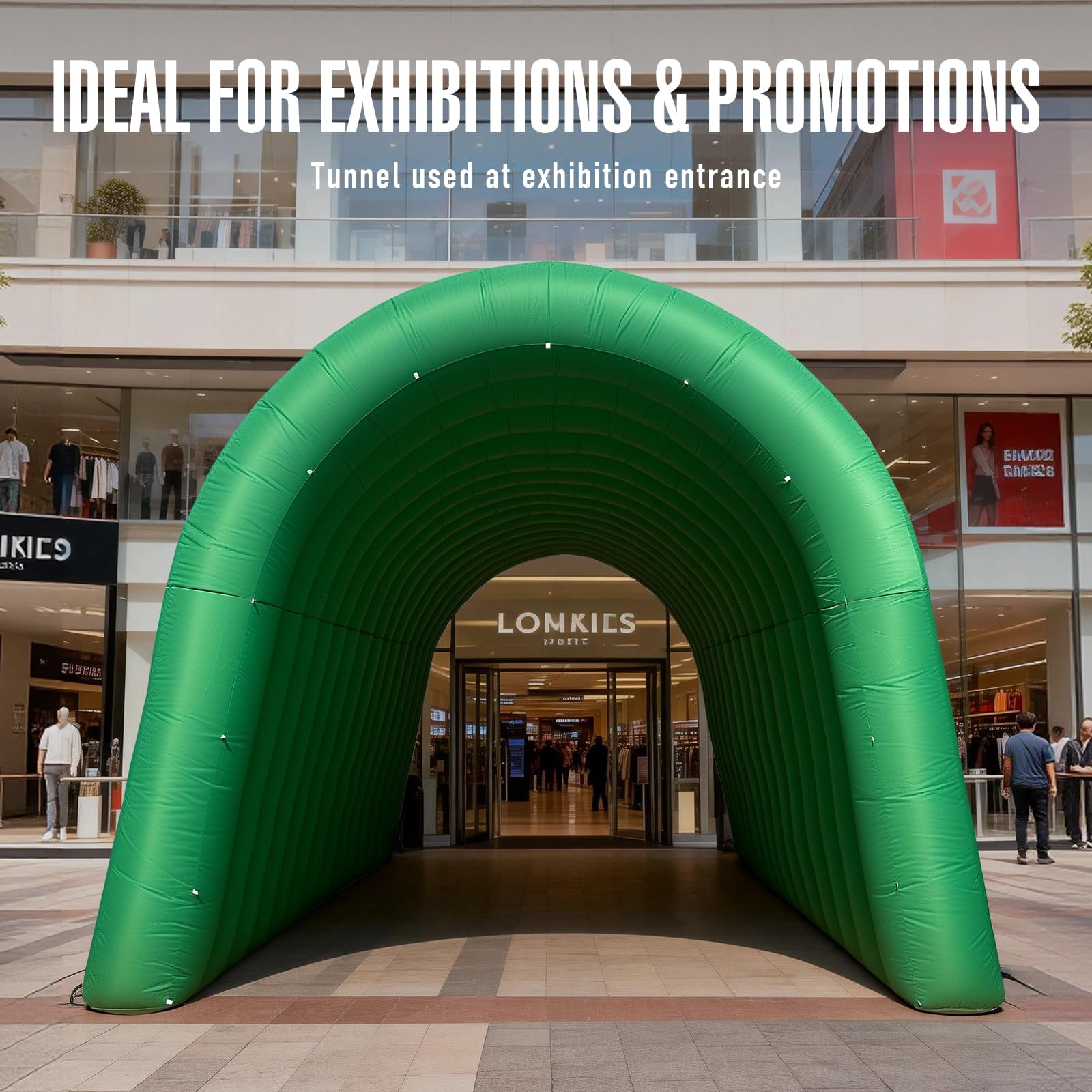 Inflatable Sports Tunnel Arch with Blower 16x10x10ft Dark green Event Entrance for Exhibitions Shops Schools & Supermarkets