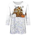 thumbnail image 5 of Odeerbi Halloween Vintage Pumpkin Shirts for Women Retro Graphic Blouse Fashion Printing Loose T-shirt Three Quarter Sleeve Round Neck Casual Tops White, 5 of 5