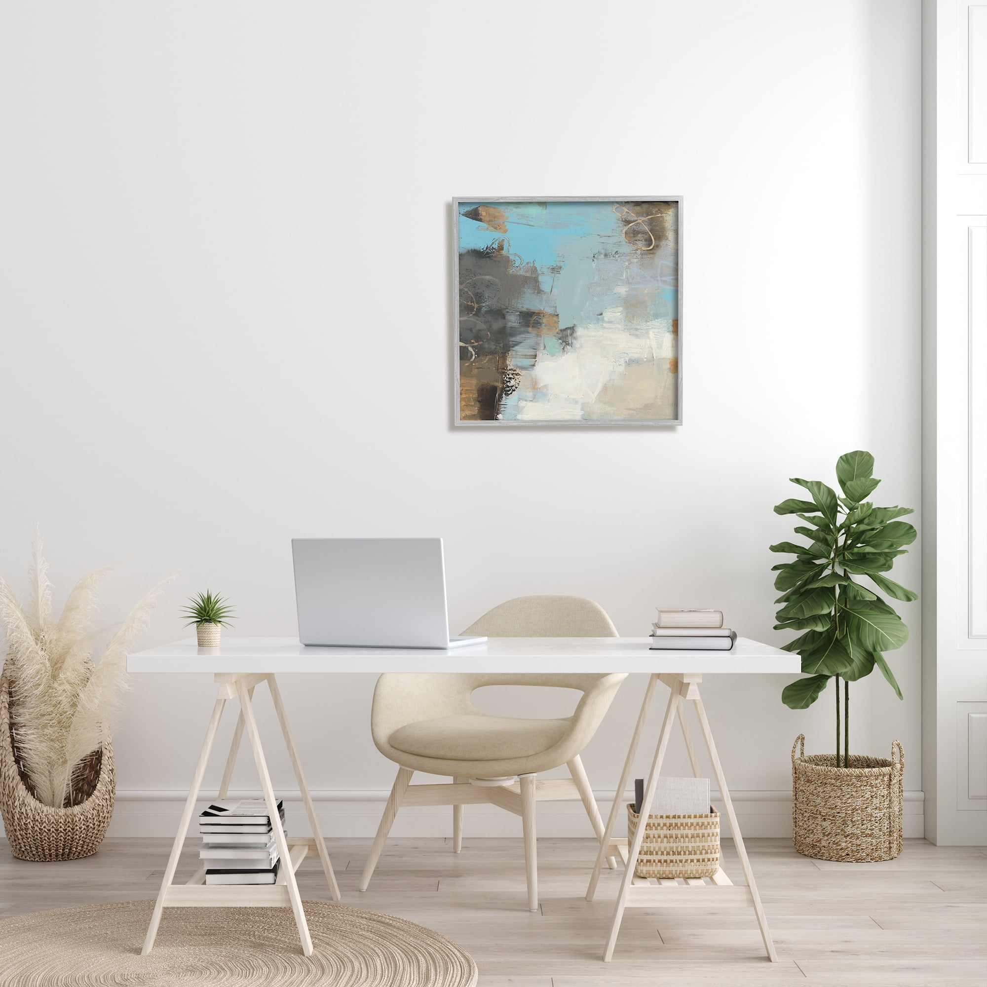 Stupell Industries Rustic Expressive Abstraction Brown Towards Blue Impression, 24 x 24, Design by Sue Jachimeiec