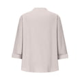 thumbnail image 7 of Ashyfjp Womens Tops Fashion Loose-Fit Solid-Color Elbow Sleeve V-Neck Button-Down Shirt Top with Pockets, XXXXXL, 7 of 7