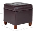 thumbnail image 2 of Leatherette Tufted Square Storage Ottoman with Hinged Lid, Brown, 2 of 8