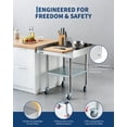 thumbnail image 3 of Stainless Steel Work Table, 30x36 Inch Commercial Food Prep Worktable with Wheels, Detachable 3-Sided Backsplash & Height-Adjustable Shelf for Kitchen Restaurant Garage, 3 of 8