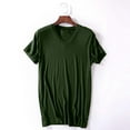 thumbnail image 4 of Mens Short Sleeve Tshirts Pajamas Nightwear Lightweight Sleepwear Cotton Long Loose Top V-Neck Oversized Summer Casual Nightshirts Price, product page £6.04 Army Green L, 4 of 4