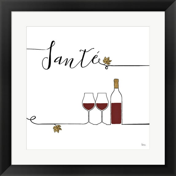 Underlined Wine VI by Veronique Charron, Framed Wall Art, 19.5W x 19.5H