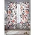thumbnail image 3 of Sheer Curtains 84 Inches Long 2 Panels, Vintage Ombre Leaves Flower Rod Pocket Curtain Voile Draperies, Black Red Watercolor Floral Light Filtering Window Treatment for Living Room Kitchen Bedroom, 3 of 8