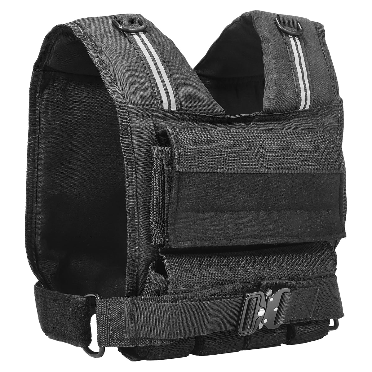 ZHICHUN 35lb Adjustable Weighted Vest for Men & Women, Strength Training Running Equipment with 16 Removable Iron Blocks, Quick-Release Buckle & Reflective Stripes (Black)