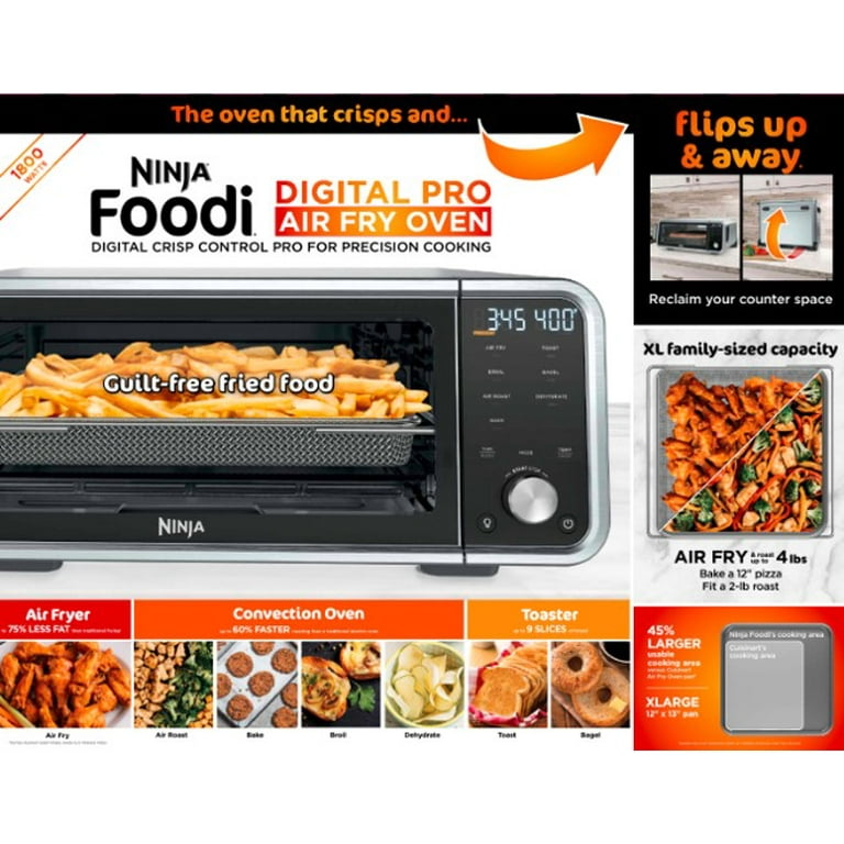 Restored Ninja Foodi 6-in-1 Digital Air Fry, Large Toaster Oven, Flip-Away,  SP080 (Refurbished) 