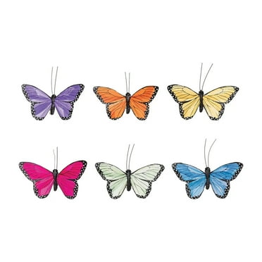 Set of 6 Colorful BUTTERFLY CLIP Ornaments, by Gallerie II