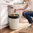 thumbnail image 3 of Plexon 5 Gallon Small Metal Trash Can with Lid Outdoor Galvanized Steel Bucket with Lid 5 Gal Storage Can for Dog Food Bird Seed Storage Container Rodent Pet Proof, Matte Beige, 3 of 9