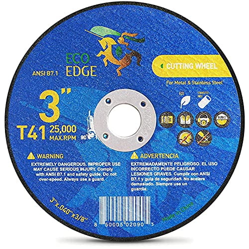 Eco Edge 25-Pack 3-Inch Cut-Off Wheel: Aluminum Oxide Double Reinforced Cutting Disc (3"x0.040") 3/8" Arbor For Die Grinder