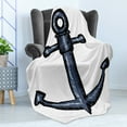 thumbnail image 4 of Anchor Soft Flannel Fleece Throw Blanket, Contemporary Image of an Anchor Safety Design Security Nautical Artwork, Cozy Plush for Indoor and Outdoor Use, 50" x 60", Grey White, by Ambesonne, 4 of 5