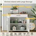 thumbnail image 4 of Pingliang Home Rolling Kitchen Storage Carts with Towel Rack and Drawers, Kitchen Island with Wheel,Rubberwood,White, 35", 4 of 9