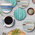thumbnail image 4 of LHSHID Coaster for Drinks Set of 6, Retro Wood Absorbent Round Ceramic Stone Mat, with Cork Base and Metal Holder, Gift for Housewarming Room Bar Decor, 4 of 6