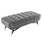 Modway Adept 17 x 47.5 Modern Performance Velvet Tufted Bench in Gray