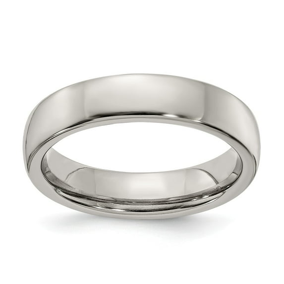 Solid Titanium Men's Half Round 5mm Ring Comfort-Fit Band Size 6