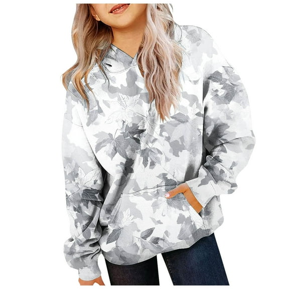 Staki Teen Girl Hoodies Girl's Camo Hoodies Long Sleeve Oversized Sweatshirts Hoodie Pullovers Streetwear Trendy 2-3T 4-5T 5-7T 8-10T 11-12T(White,10-11 Years)