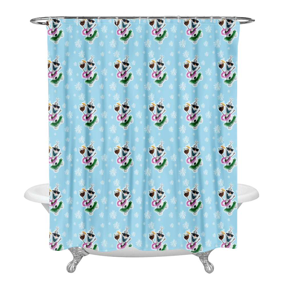 Frozen Shower Curtain Cartoon Decoration Curtain with Grommets and 12