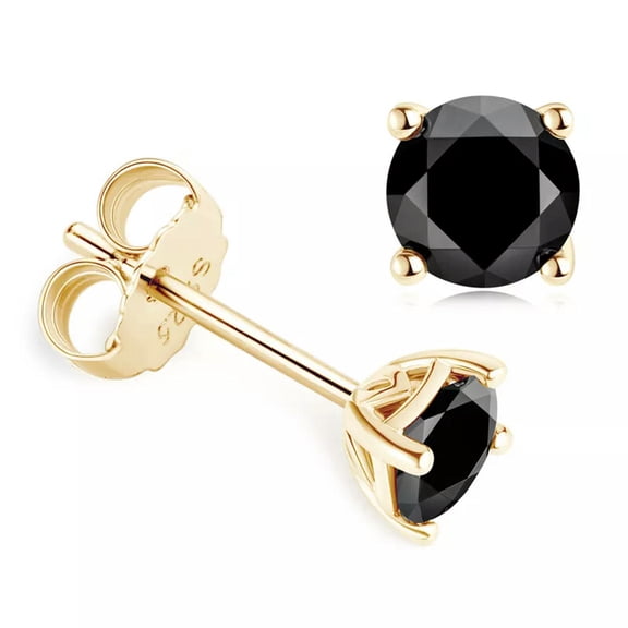 K-KED 5mm 1.0ctw. Real Black Moissanite Stud Earrings for Women Men Sterling Silver