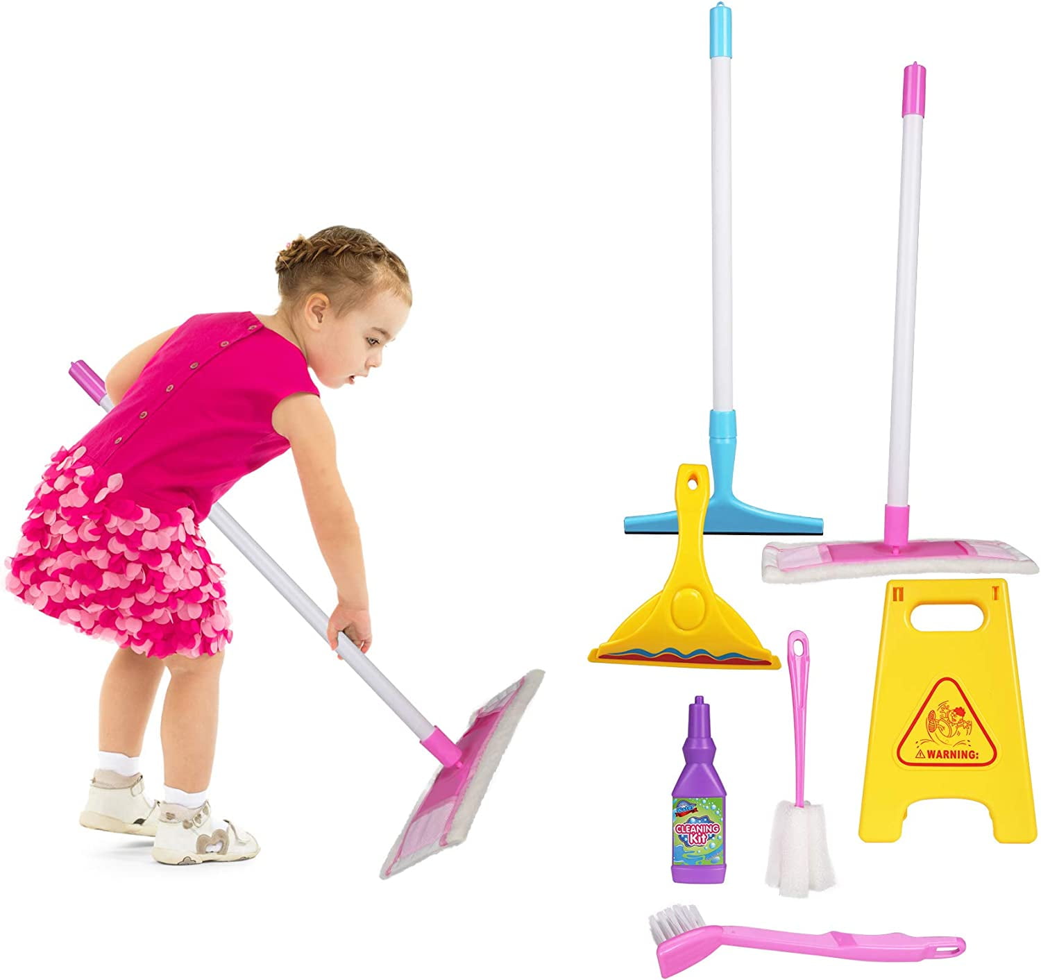 Cleaning Set 7Piece Toddlers Pretend Play Toy Kit Includes Cleaning