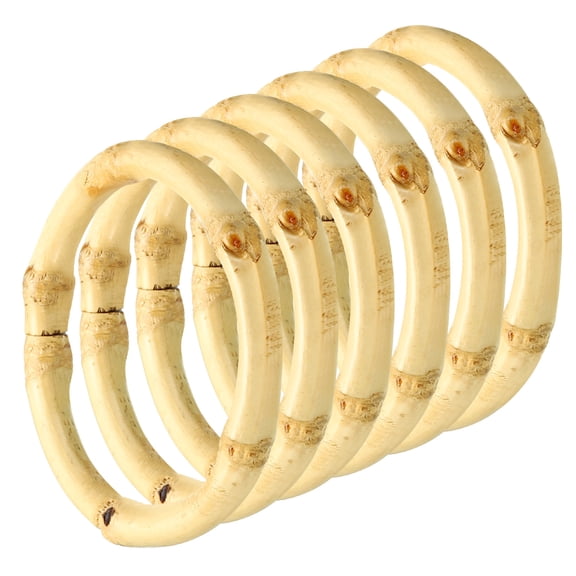 Uxcell 3 Inch Bamboo Purse Handles,, 6 Pcs Round Replacement Handmade Rings, Wood