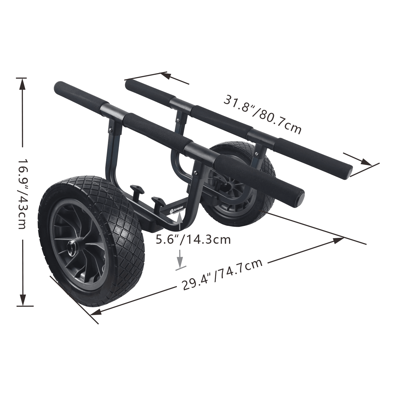 Heavy Duty Kayak Cart, Width Adjustable Canoe Cart with 12inch Flatfree Beach Wheels Boat Dolly Cart Transport