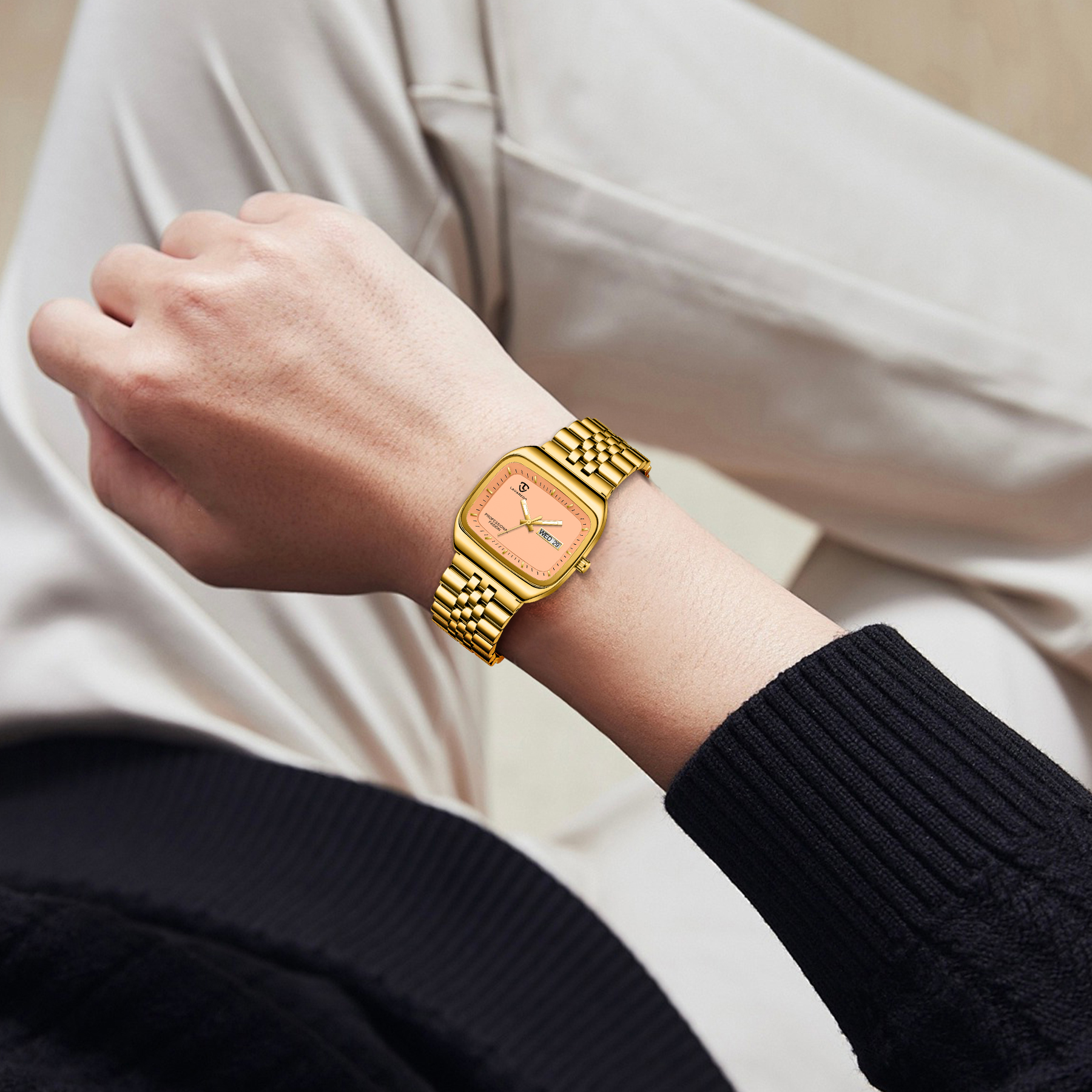 Watch for Men Luxury Casual Man Watches Waterproof Quartz Watch with Stainless Steel Strap,Rectangular Dial, Luminous Hands Birthday Gift for Men