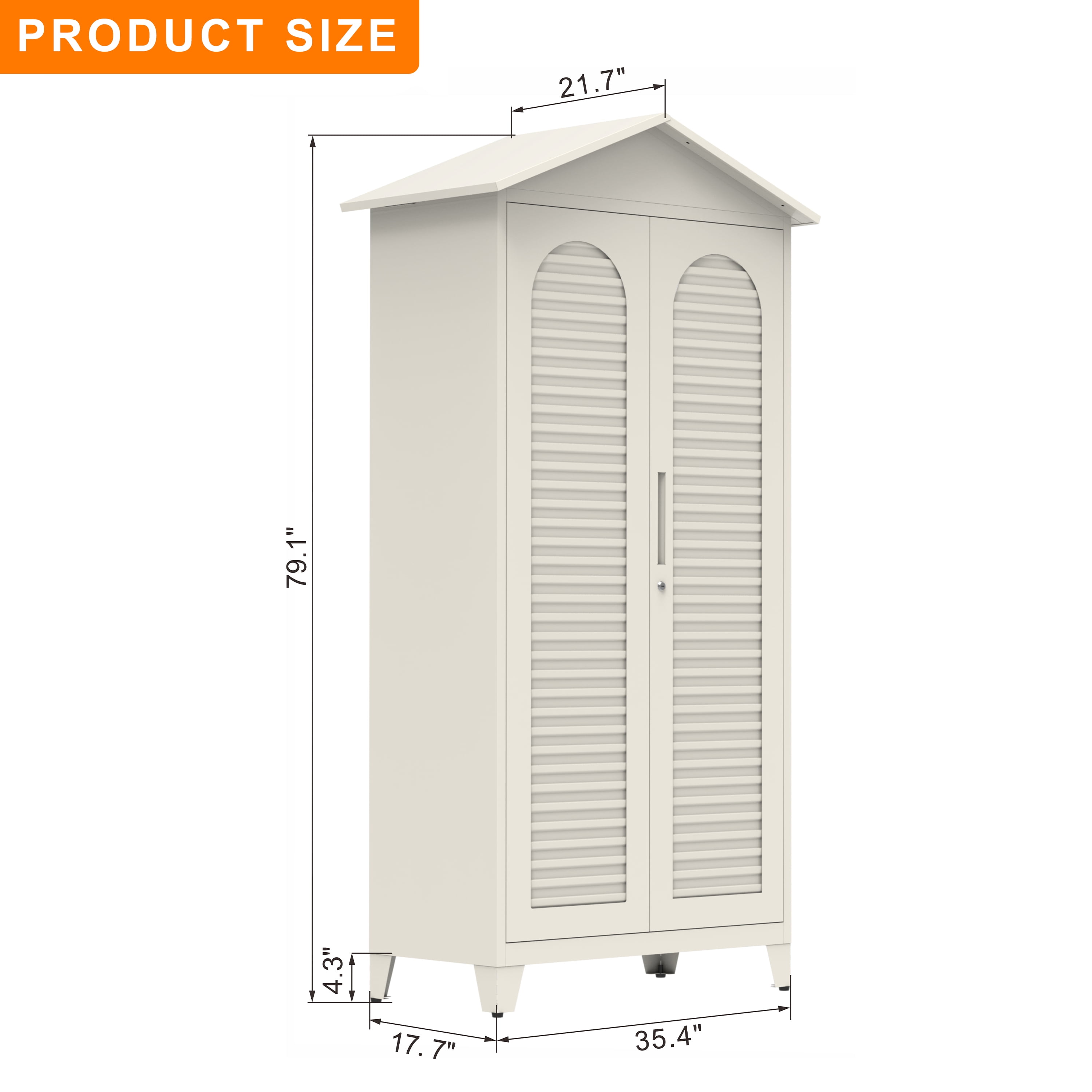 Homy Casa 79" Garage Cabinet, Pegboard, Adjustable Shelves, Locking Louvered Doors, Cream White