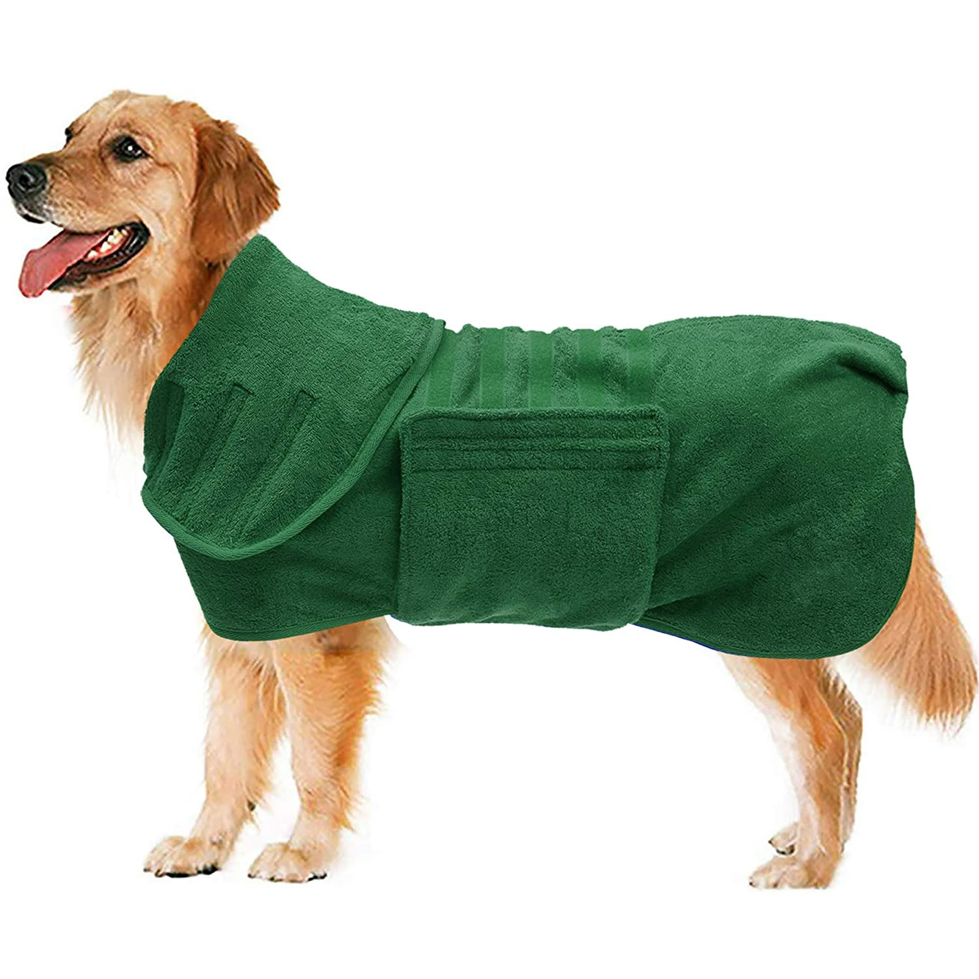 Haoxi Super Absorbent Microfiber Dog Bathrobe Quick Drying Bag for Dogs with Stretchy Belt Pet Drying Coat Suitable for Showering Swimming Green M Walmart