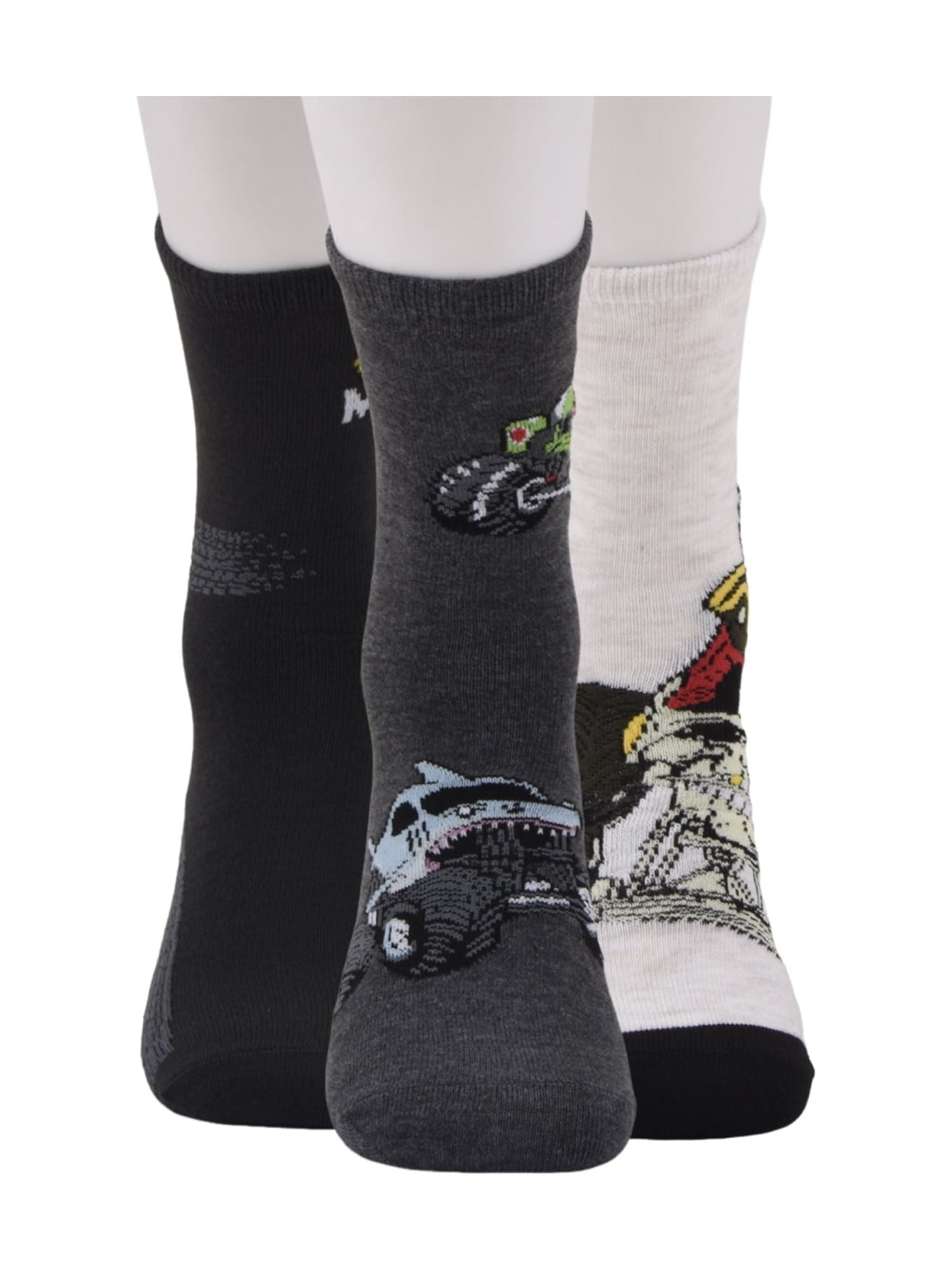 Monster Jam Boys Crew Socks, 3-pack, Sizes L