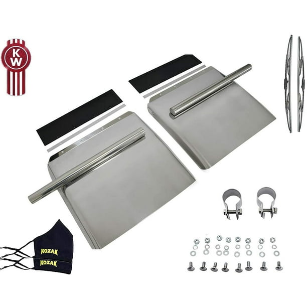 Quarter Fender Set 24" x 24" Stainless Steel for Kenworth T680 T660